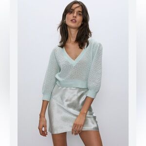 Aritzia Mint Cropped Knit Sweater